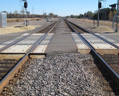 close up of railroad track